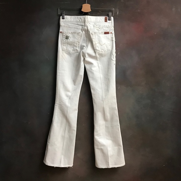 7FAM Jeans Boot Leg Flare Rhinestones - Picture 5 of 8